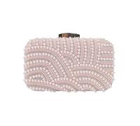 LUYYBDBG Borse da Sera Borsa retrò con Perle Ricamo di Perline Fatte A Mano Intarsiata Diamanti per Abito Banchetto Elegante Pochette Donna-Colore Champagne
