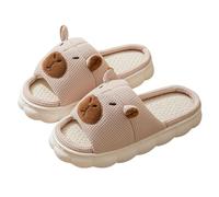 LUYYBDBG Pantofole Lino Apertura A Punta Aperta per Uomini E Donne Coppia Casa Interna Pavimento in Legno Antiscivolo Quattro Stagioni Scopa Estivo-caffè Leggero-36-37