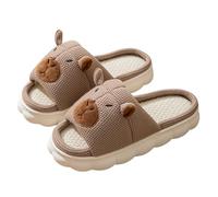 LUYYBDBG Pantofole Lino Apertura A Punta Aperta per Uomini E Donne Coppia Casa Interna Pavimento in Legno Antiscivolo Quattro Stagioni Scopa Estivo-caffè Scuro-40-41