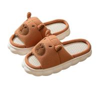 LUYYBDBG Pantofole Lino Apertura A Punta Aperta per Uomini E Donne Coppia Casa Interna Pavimento in Legno Antiscivolo Quattro Stagioni Scopa Estivo-marrone-44-45