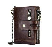 LUYYBDBG Portafoglio Pochette Multi-Card da Donna alla Moda in Vera Pelle con Simpatico Portamonete Antifurto Multifunzionale Chiusura A Nappa-Marrone