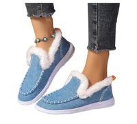 LUYYBDBG Zapatillas Botas De Nieve A La Moda para Mujer, Zapatos Algodón con Punta Redonda Invierno, Mocasines Suaves Piel Sintética Pelo Esponjoso, Informales Plataforma Cómodos-Azul Cielo-41