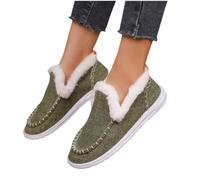 LUYYBDBG Zapatillas Botas De Nieve A La Moda para Mujer, Zapatos Algodón con Punta Redonda Invierno, Mocasines Suaves Piel Sintética Pelo Esponjoso, Informales Plataforma Cómodos-verde-41
