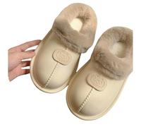 LUYYBDBG Zapatillas De Algodón Lindas Y Cálidas con Forro Invierno para Mujer, Calzado Cómodo Acogedor Uso En El Hogar al AIRE Libre-beis-40-41