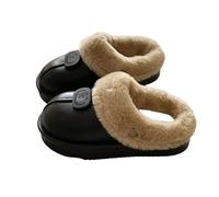 LUYYBDBG Zapatillas De Algodón Lindas Y Cálidas con Forro Invierno para Mujer, Calzado Cómodo Acogedor Uso En El Hogar al AIRE Libre-negro-44-45