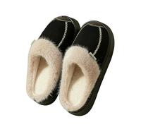 LUYYBDBG Zapatillas De Mujer A La Moda, Suela Gruesa Suave Invierno, Calidez para Interiores Y Exteriores, Comodidad, Transpirables, Antideslizantes, Zapatos Informales El Hogar Parejas-negro-42-4