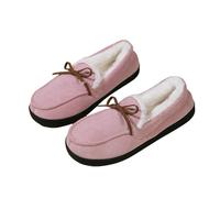 LUYYBDBG Zapatillas Zapatos De Algodón Peludos para Mujer, Calzado Informal Antideslizante Exteriores, Casa Felpa con Lazo, Cálido Y Esponjoso, Invierno-pk-44-45