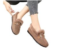 LUYYBDBG Zapatillas Zapatos Informales De Invierno para Mujer, Mocasines Nuevos, Planos Suaves Antideslizantes, Cómodos Y A La Moda, Cálidos Felpa con Lazo, Algodón Mujer-rosa-37