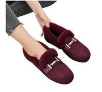LUYYBDBG Zapatillas Zapatos Informales De Invierno para Mujer, Mocasines Nuevos, Planos Suaves Antideslizantes, Cómodos Y A La Moda, Cálidos Felpa con Lazo, Algodón Mujer-café-41