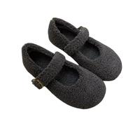 LUYYBDBG Zapatillas Zapatos Planos De Ballet con Punta Redonda A La Moda para Mujer, Mary Jane Cálidos Invierno, Mocasines Elegantes Felpa Diseño Mujer-gris-37