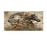 LUYYSKY Asciugamano da spiaggia ad asciugatura rapida con cavallo rustico acquerello, pittura a olio vintage bandiera americana margherita cavallo occidentale viaggio vacanza asciugamani da bagno a