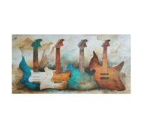 LUYYSKY Asciugamano da spiaggia assorbente per chitarre astratte colorate, tema musicale rustico metà secolo strumenti chitarre all'aperto telo mare in velluto su un lato