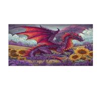 LUYYSKY Asciugamano da spiaggia colorato Fantasy Drago ad asciugatura rapida, pittura a olio medievale mitico fauna selvatica drago rosso girasole viaggio vacanza singolo lato pile asciugamani da