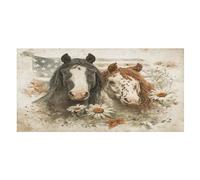 LUYYSKY Asciugamano da spiaggia rustico ad asciugatura rapida con cavallo ad acquerello, pittura a olio vintage bandiera americana margherita cavallo occidentale viaggio vacanza asciugamano da bagno a