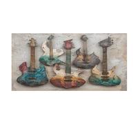 LUYYSKY Asciugamano da spiaggia vintage colorato con chitarre ad asciugatura rapida, temi musicali rustici della metà del secolo strumenti chitarre viaggi vacanze asciugamani da bagno in pile su un