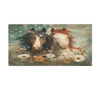 LUYYSKY Asciugamano da spiaggia vintage con cavallo ad asciugatura rapida, acquerello rustico bandiera americana margherita cavallo occidentale viaggio vacanza asciugamani da bagno a pelo singolo