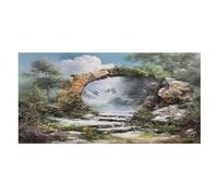 LUYYSKY Bellissimo telo mare ad arco con pittura ad olio ad asciugatura rapida, fantasia vintage metà secolo foresta giardino albero fiore viaggio vacanza asciugamani da bagno a lato singolo