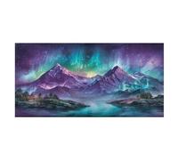 LUYYSKY Bellissimo telo mare vintage con montagne ad asciugatura rapida, colorato Fantasy Galaxy Aurora Nebbiosa Foresta Natura Paesaggio Viaggi Vacanze Asciugamani da bagno a un lato