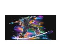 LUYYSKY Divertente telo mare assorbente con astronauti fantasia, pittura a olio colorata, galassia nebulosa skateboard, telo mare in velluto su un lato