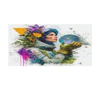 LUYYSKY Pittura a olio colorata astronauti ad asciugatura rapida telo mare, fantasia bella spazio esterno galassia pianeta fiori viaggio vacanza singolo lato pile asciugamani da bagno