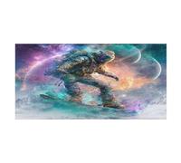 LUYYSKY Pittura ad olio astronauti colorati ad asciugatura rapida telo mare, divertente fantasia spazio esterno galassia nebulosa skateboard viaggio vacanza singolo lato pile asciugamani da bagno