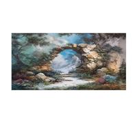 LUYYSKY Pittura ad olio Vintage Arch Door Assorbente Telo Mare Bella Fantasia Metà Secolo Foresta Giardino Albero Fiore Esterno Unilaterale Velluto Telo