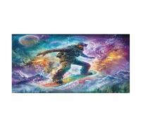 LUYYSKY Telo mare assorbente con astronauti fantasia, divertente pittura ad olio nello spazio esterno, galassia nebulosa skateboard, telo mare in velluto su un lato