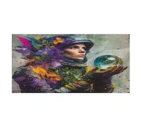 LUYYSKY Telo mare assorbente fantasia astronauti, pittura ad olio colorato spazio esterno galassia pianeta fiori per esterni telo mare in velluto su un lato
