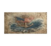LUYYSKY Telo mare assorbente metà secolo con ancora americane, nautico vintage oceano grandi onde bandiera USA ancora Outdoor telo mare in velluto su un lato