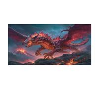 LUYYSKY Telo mare assorbente retrò rustico drago, fantasia realistica anime mitologico vulcano drago rosso animale esterno telo mare in velluto su un lato
