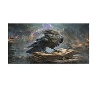 LUYYSKY Telo mare assorbente rustico vintage corvi, fantasia colorata metà secolo libri magici fauna selvatica gotico corvo esterno telo mare in velluto su un lato