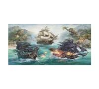 LUYYSKY Telo mare assorbente vintage realistico nave pirata, fantasia nautica mare oceano onde navi da guerra nave pirata esterno telo mare in velluto su un lato