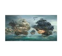 LUYYSKY Telo mare vintage fantasia nave pirata ad asciugatura rapida, nautico realistico mare onde onde navi da guerra navi pirata viaggio vacanza asciugamani da bagno a pelo singolo
