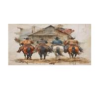 LUYYSKY Vintage Pittura A Olio Cowboy Ad Asciugatura Rapida Telo Mare, Antico Rustico Patriottico USA Bandiera Cabina Corsa Cavallo Viaggio Vacanza Singolo Lato Pile Bagno Asciugamani