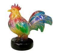 Luz Nocturna De Animales De Vidriera - Lámpara De Vidriera, Lámpara De Noche Decorativa De Resina Con Vidrieras De Gallo | Regalos De Inauguración De La Casa, Decoración Del Hogar, Escultura Animal Pa