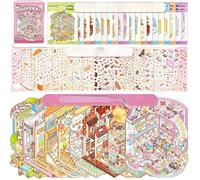 Luzhans Set di 10 adesivi 3D fai da te Scene, 3D House Sticker Therapy per adulti, simpatici cartoni animati in miniatura a casa, per adulti e bambini, sollievo dallo stress e dal passaporto The Time