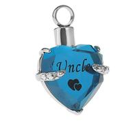 Luzhengyang Ciondolo a forma di cuore blu per ceneri di cremazione, gioiello commemorativo con strass, ciondolo a forma di urna per animali domestici con sigillo stretto, per custodire la memoria