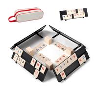 LUZHILIU Gioco Rummy, set di rummy, classico mini set da gioco con 1 custodia, 4 supporti e 108 pedine, gioco di famiglia e gioco da viaggio per bambini e adulti