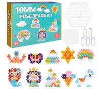 Luziyun Kit Completo 1000 Perline da Stirare 10mm con 10 Modelli Principessa e Castello, 10 Colori + Base Trasparente, Carta da Stiro e Accessori - Set Creativo per Bambini 3+ (B)