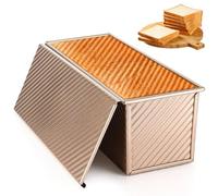 Luziyun Stampo per Pane in Acciaio Carbonio con Coperchio, 1000g | Stampo Rettangolare per pane in acciaio Antiaderente con fori per pane in cassetta toast e dolci 32×12×11cm
