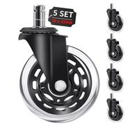 LUZOON 5 Rotelle da Ufficio per Sedie, 10 mm*22 mm Ruote Sedia con Stelo di per Mobili Rotelle Girevoli Silenziose di Ricambio Universali, MAX 250 kg