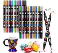 LUZOON Pennarelli a Vernice Acrilica, Doppia Punta Pen Acrilici Indelebili Permanenti per Bambini, Pietra, Legno, Vetro, Ceramica (36 Colori/18 Pcs)