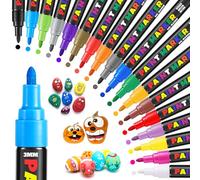 LUZOON Matite acriliche per pietre, impermeabili, 18 colori, pennarello permanente impermeabile, pennarelli acrilici per legno, vetro, ceramica, tela (punta media 3 mm)