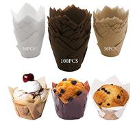 LUZOON Pirottini per Muffin, 200 Pezzi Pirottini di Carta Pirottini per Muffin e Cupcake, Adatto per Muffin, Panifici, Catering, Matrimoni e Compleanni (Tulipp) (200 Pezzi ①)