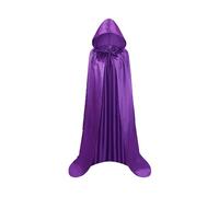 LUZOUCHE Mantello da vampiro per bambini, in tinta unita, con colletto alto, con cappuccio, per adulti, costume da strega, costume da strega, viola., XL
