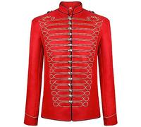 LUZOUCHE Steampunk - Giacca medievale da uomo, stile retrò, per il tempo libero, con colletto alto, stile vittoriano, per il rinascimento gotico, per il carnevale, Colore: rosso, L