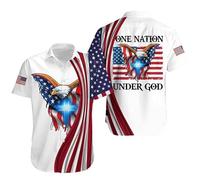 LuzoyaoLZY Bandiera Americana 3D Stampato Camicia per Gli Uomini Patriottico Gesù Bandiera Manica Corta Button Up Hawaiian Tees