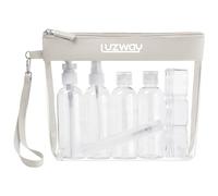 LUZWAY Borsa da Toilette da Viaggio,Beauty Case da Viaggio Trasparente, Set Bottigliette da Viaggio per Aereo 8 Pezzi Contenitori Liquidi 100ml kit Viaggio Aereo Accessori Utili Buste Donna Uomo