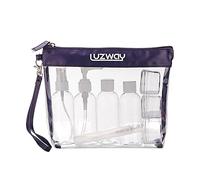 LUZWAY Borsa da Toilette da Viaggio,Beauty Case da Viaggio Trasparente, Set Bottigliette da Viaggio per Aereo 8 Pezzi Contenitori Liquidi 100ml kit Viaggio Aereo Accessori Utili Buste Donna Uomo