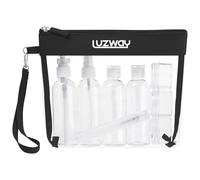 LUZWAY Borsa da Toilette da Viaggio,Beauty Case da Viaggio Trasparente, Set Bottigliette da Viaggio per Aereo 8 Pezzi Contenitori Liquidi 100ml kit Viaggio Aereo Accessori Utili Buste Donna Uomo